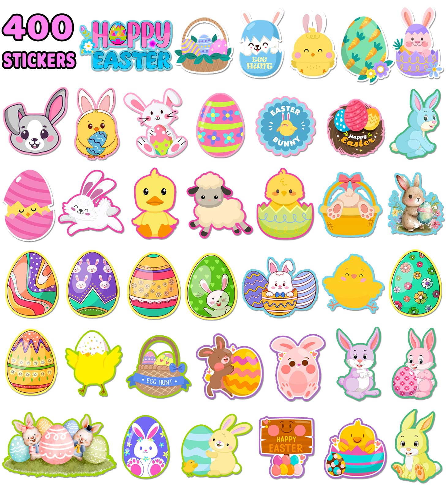 HSHFAMIIY Easter stickers with removable adhesive for easy reuse