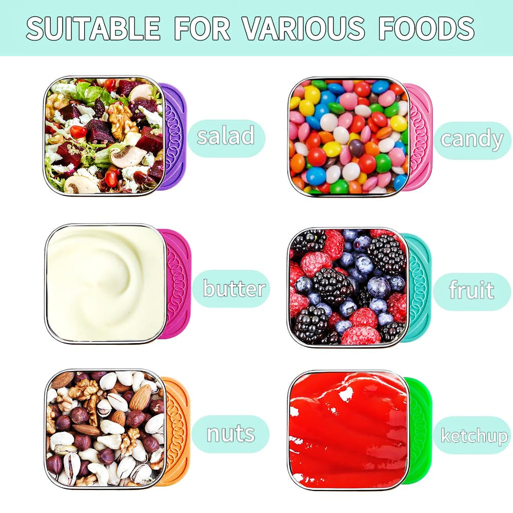 HTEVW leakproof silicone lids in bright colors, easy to snap on.