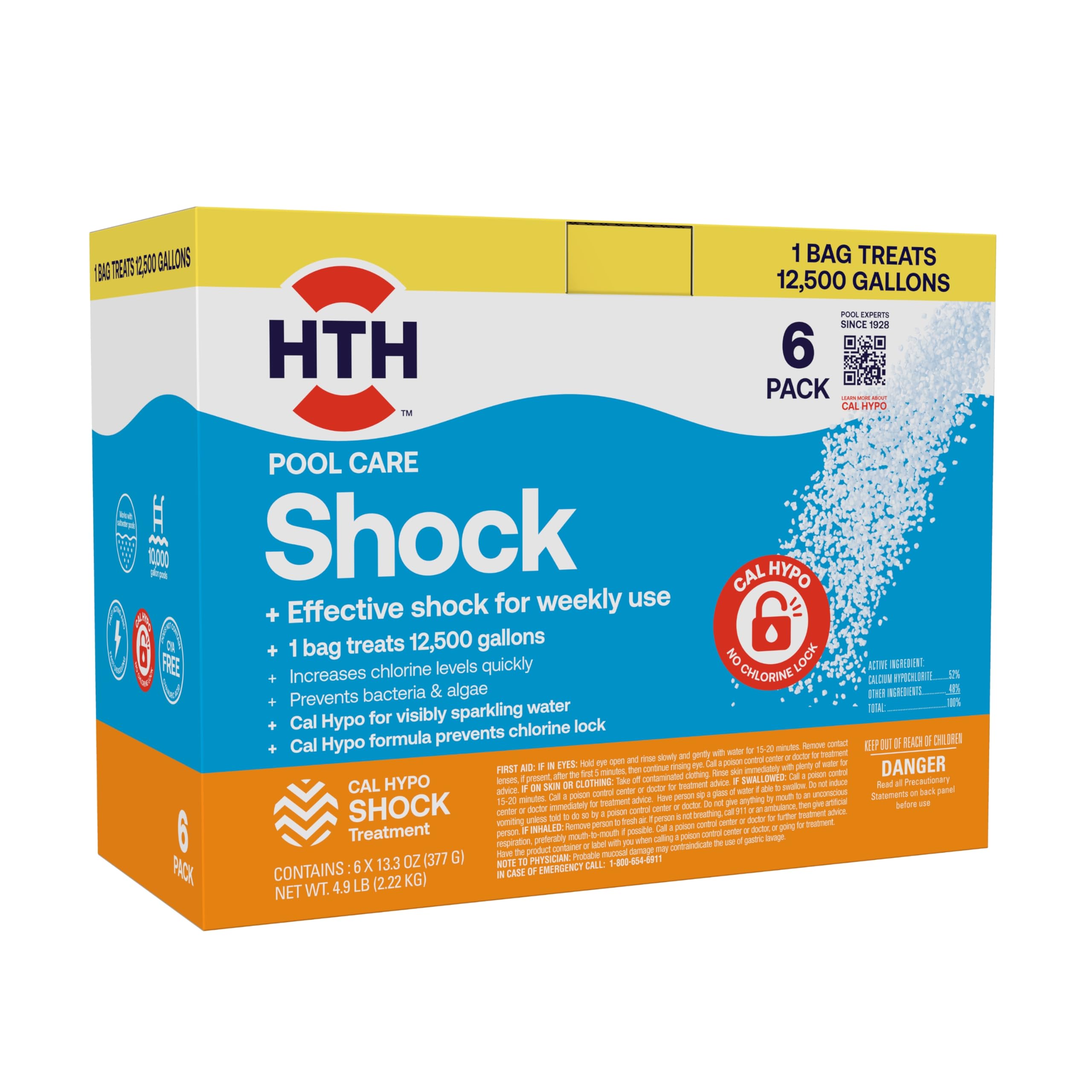 HTH 52030B shock bottle pours for quick pool treatment and clarity.