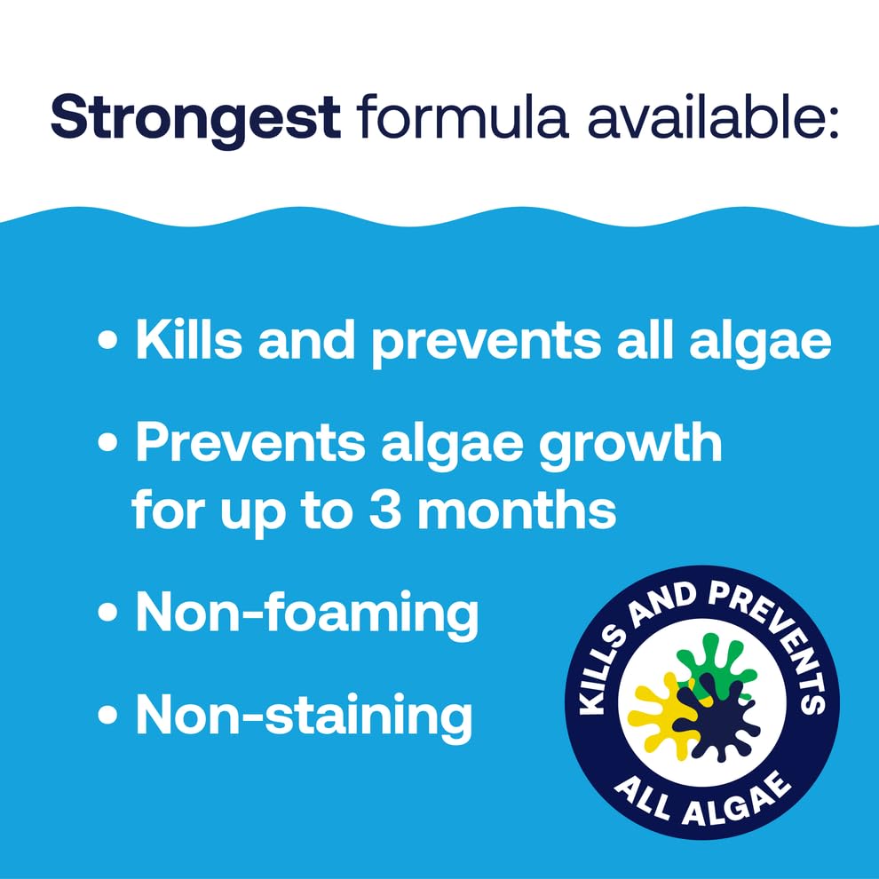 HTH Algae Guard Ultra non-foaming formula keeps pool surfaces smooth