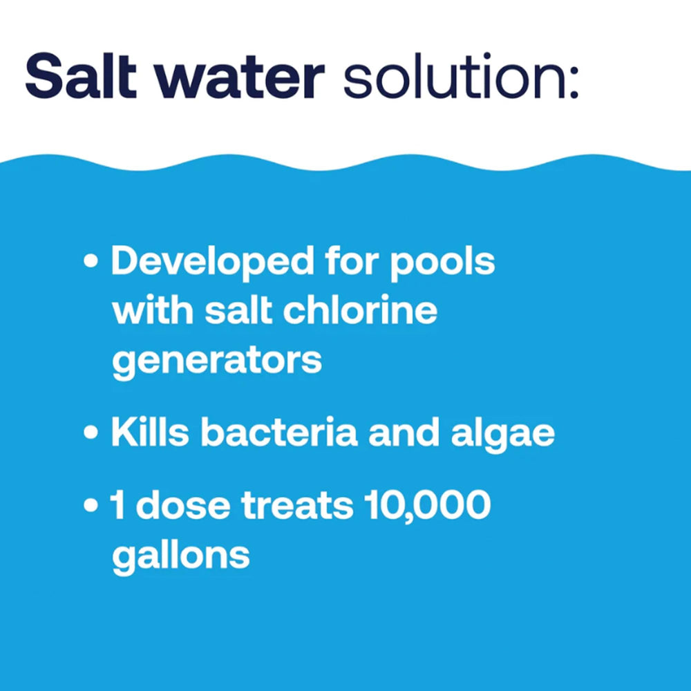 HTH Salt Shock treats 10,000 gallons with five 12-ounce packets.