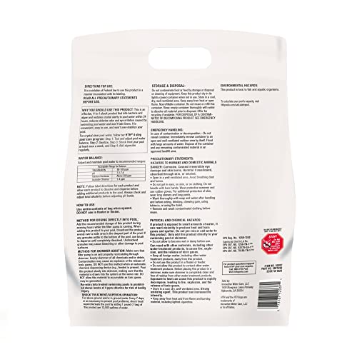 HTH Shock Advanced rapid dissolve highlights fast treatment for algae and bacteria.