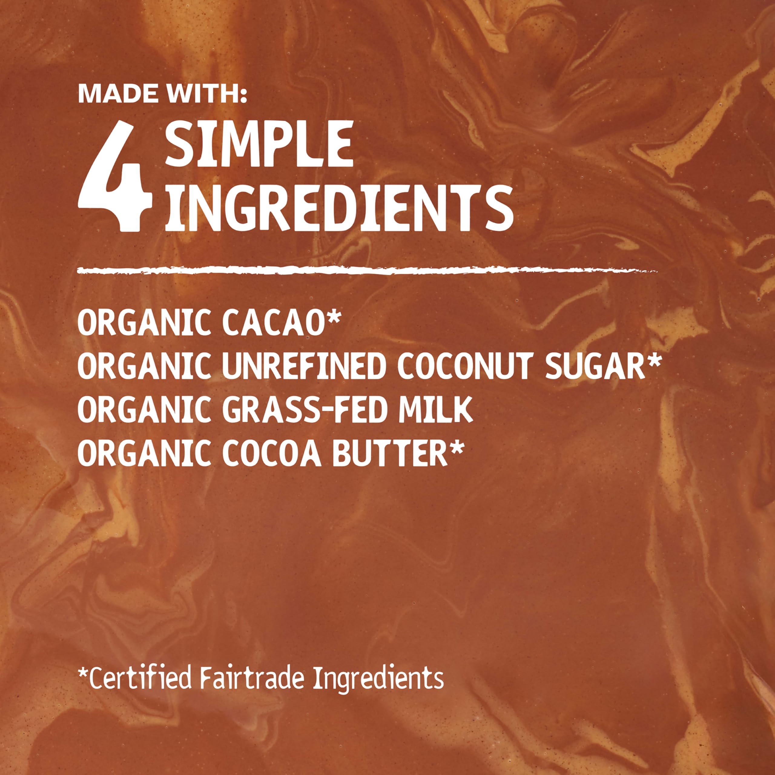 Hu Simple Milk Chocolate Bar packaging closeup highlights organic and fairtrade credentials
