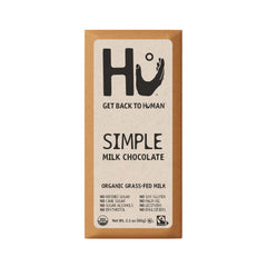 Hu Simple Milk Chocolate Bar wrap showing convenient on-the-go packaging