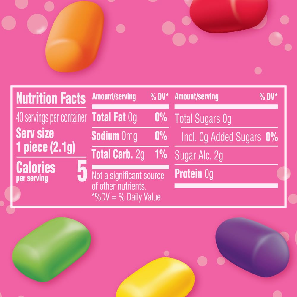 Six resealable Hubba Bubba Minis SKITTLES bottles with 40 pieces each.