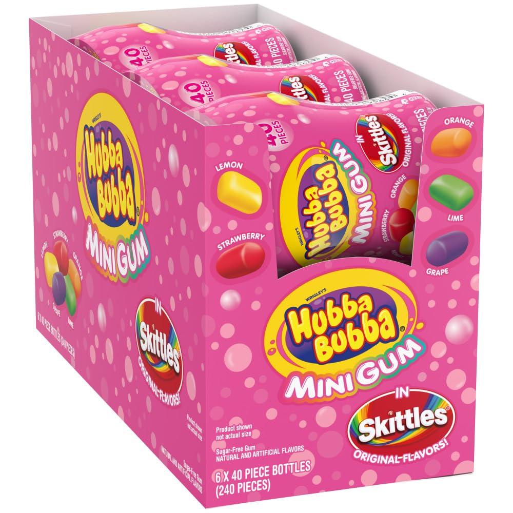 Hubba Bubba Minis SKITTLES bubble gum bulk pack with fruity flavors for sharing.