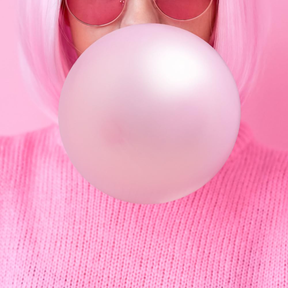Hubba Bubba Minis SKITTLES gum bubble-blowing moment for fun flavor