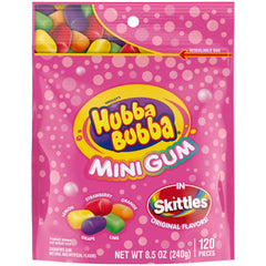 Hubba Bubba Minis SKITTLES gum bulk bag shown for on-the-go flavor