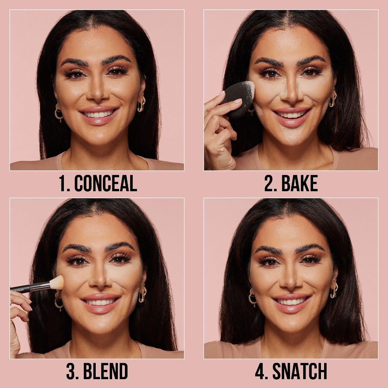 Setting finish shows light hold and natural glow with Cherry Blossom powder.