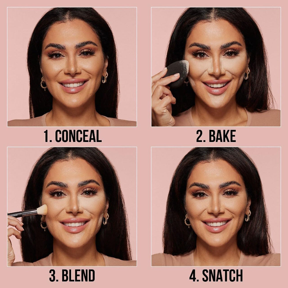 Setting finish shows light hold and natural glow with Cherry Blossom powder.