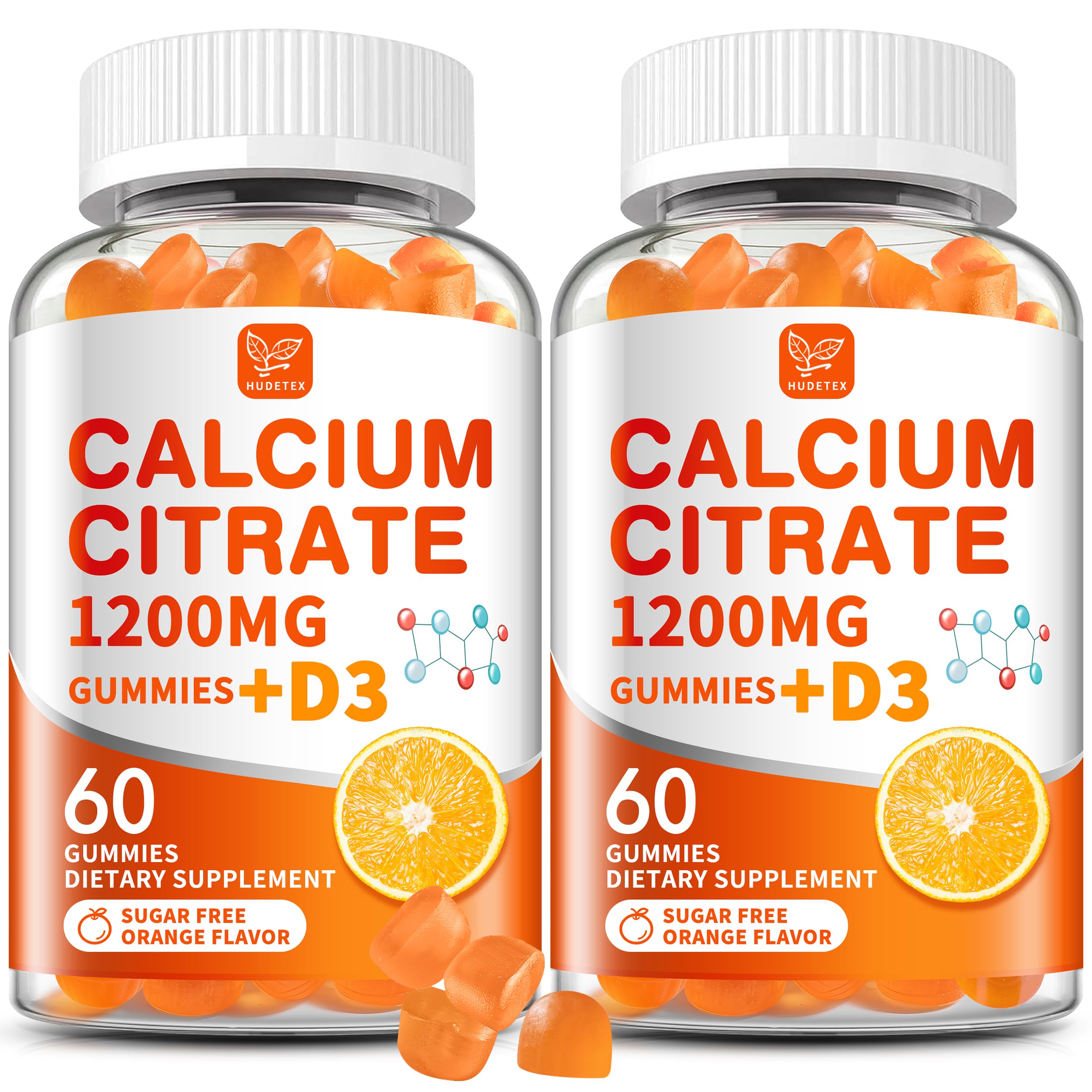 Hudetex calcium citrate gummies with orange flavor for easy daily calcium