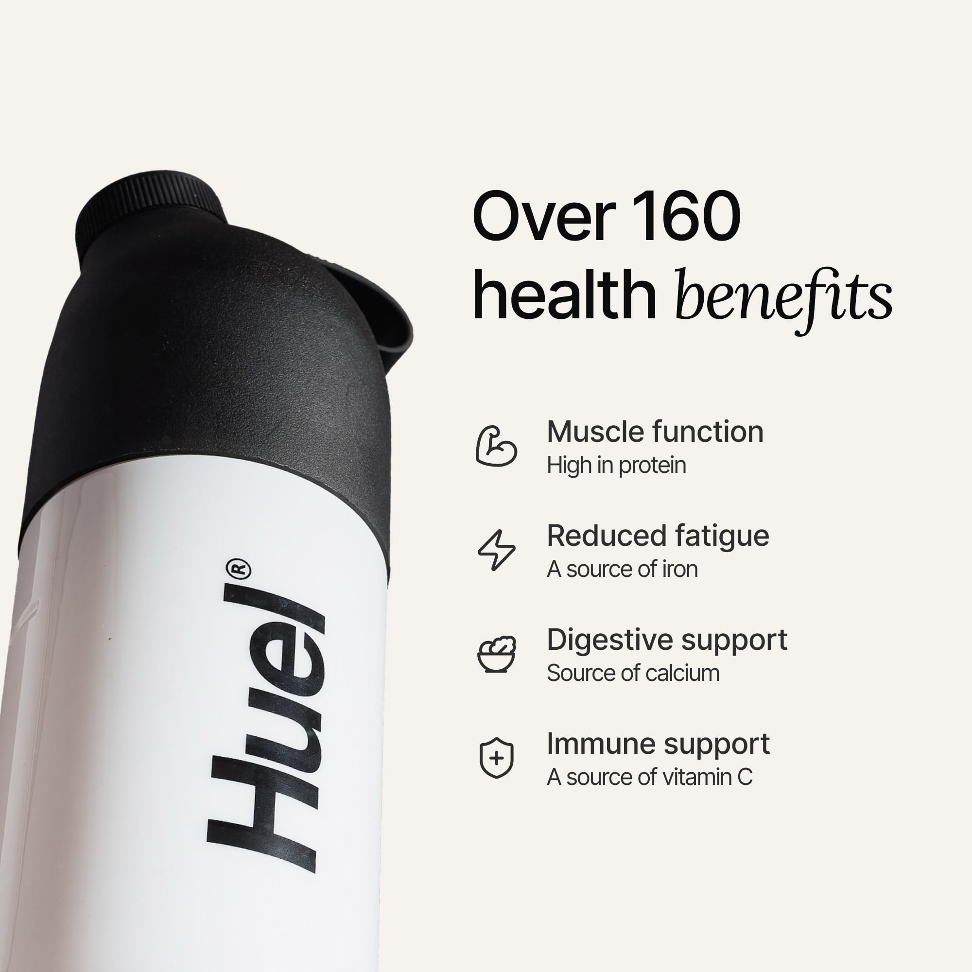 Huel Black Edition Chocolate blended smoothie with berries and peanut butter