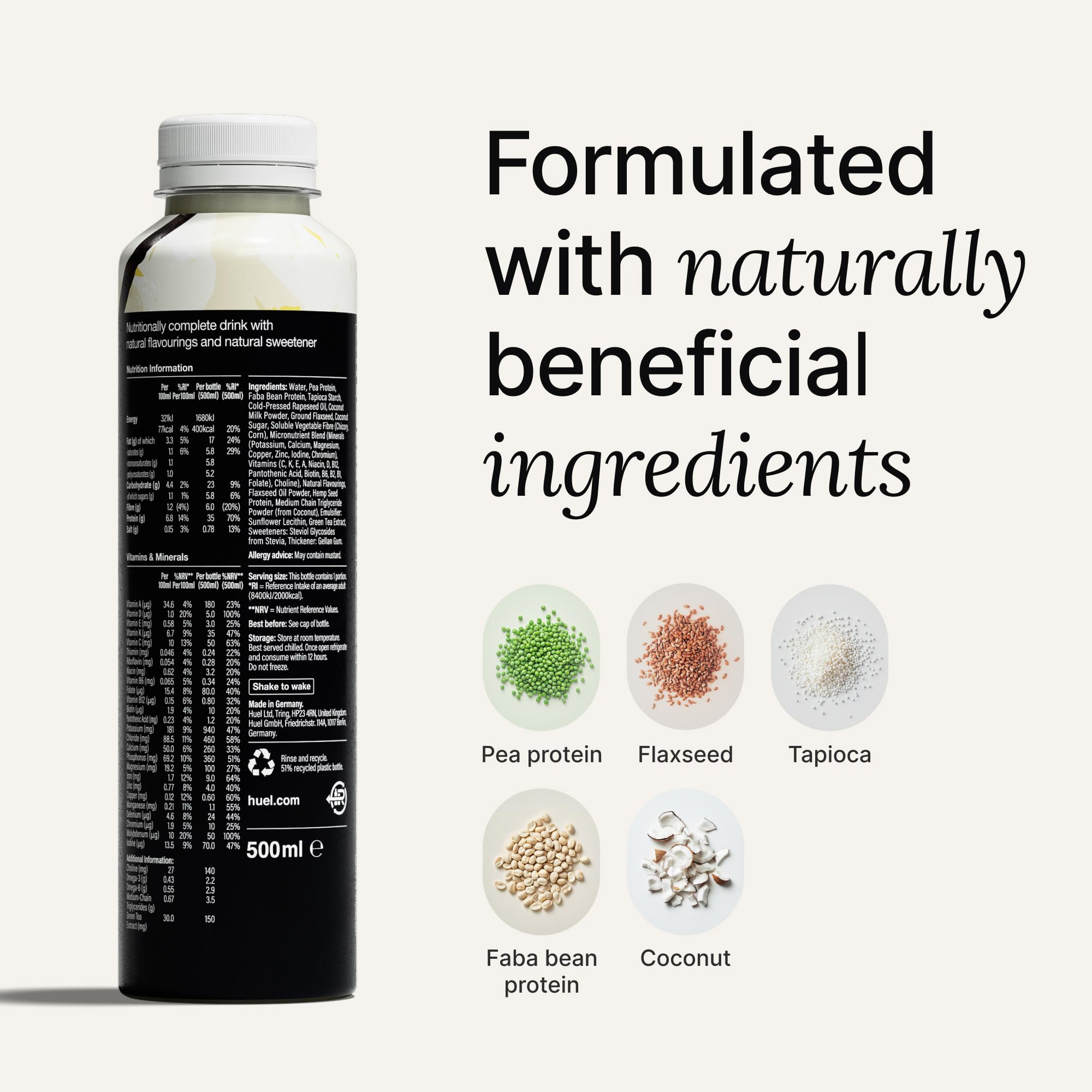 Huel Black Edition Vanilla bottle pour demonstrates convenient on-the-go fuel