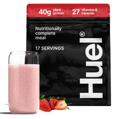 Huel Black Edition Strawberry 40g powder in a shaker for a protein-packed meal replacement