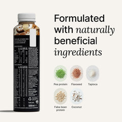 Huel Black Edition vanilla bottle showcasing plant-based nutrition for on-the-go meals.