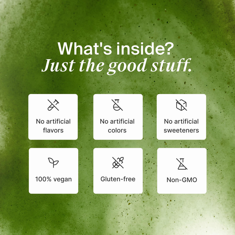 Huel Daily Greens fruity taste profile with apple, pineapple, lime and mint for a refreshing start