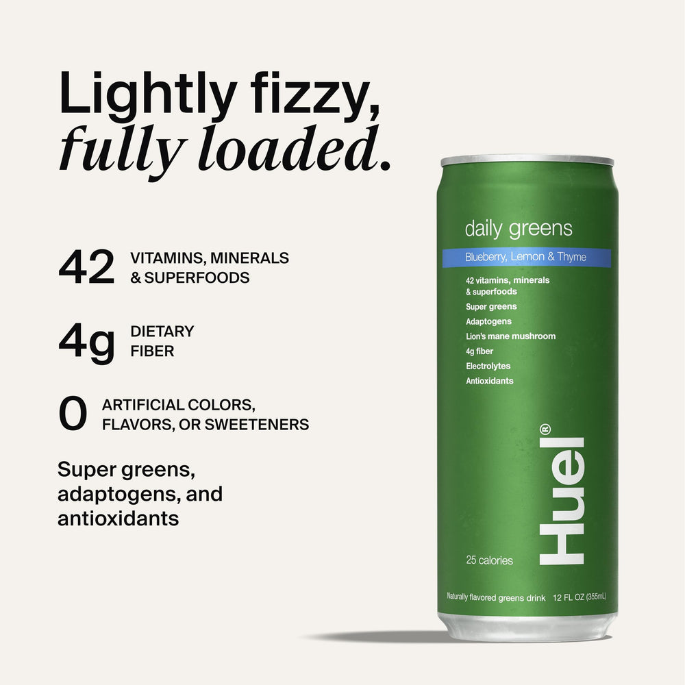 Close-up of Huel Daily Greens nutrition panel highlighting 149 vitamins and minerals