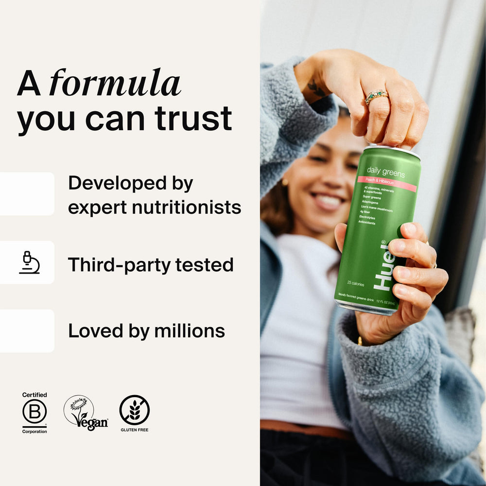 Huel Daily Greens organic botanicals close-up of ingredients
