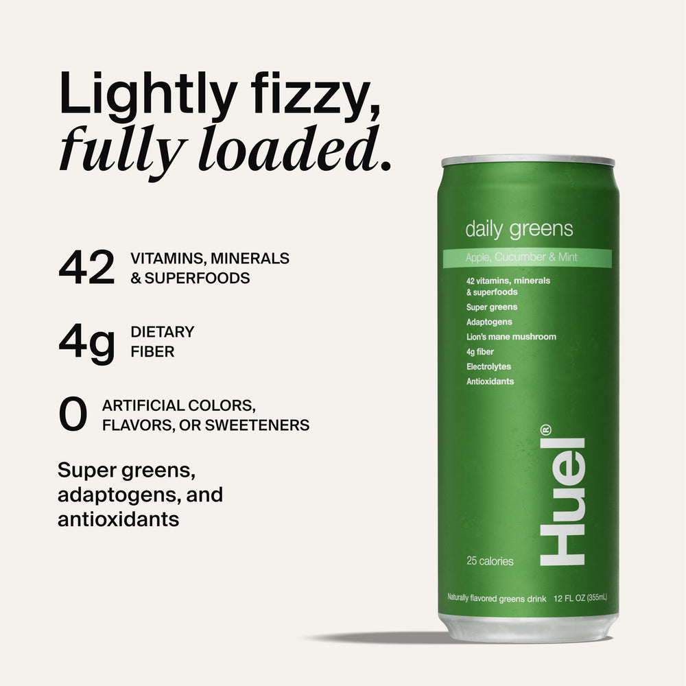 Pouring Huel Daily Greens into a glass reveals its fruity greens flavor.