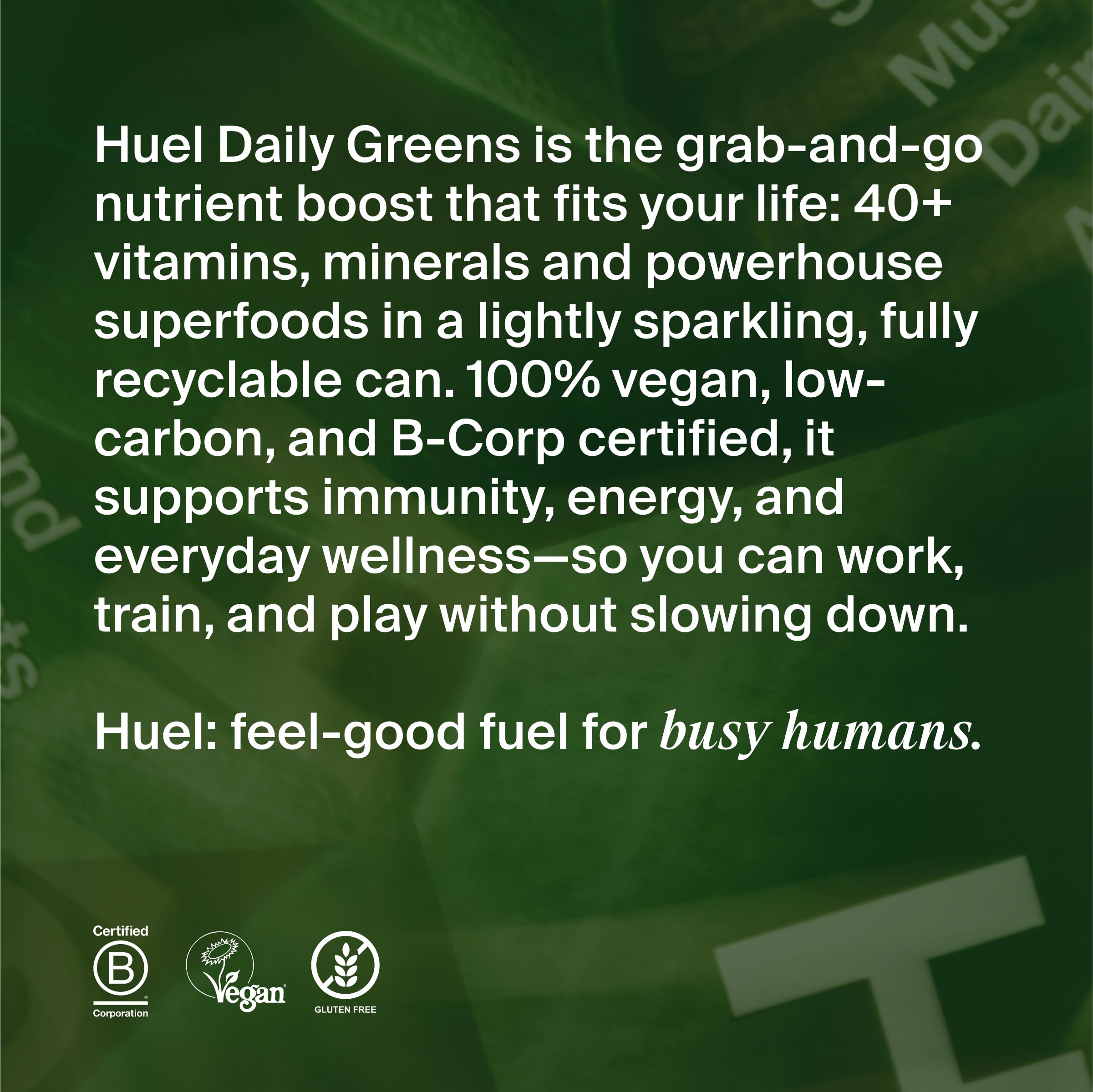 Prominent 12-pack display of Huel Daily Greens in-store.