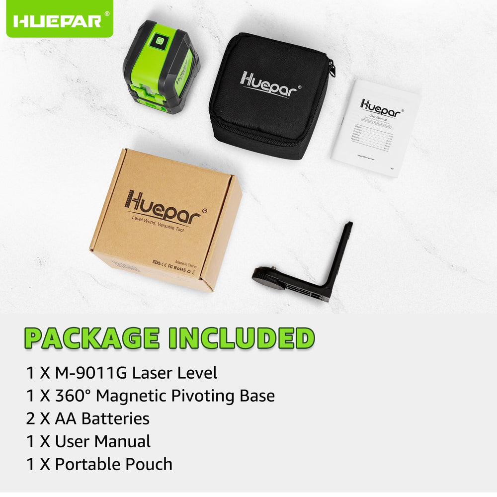 Huepar M-9011G kit includes everything needed for immediate setup