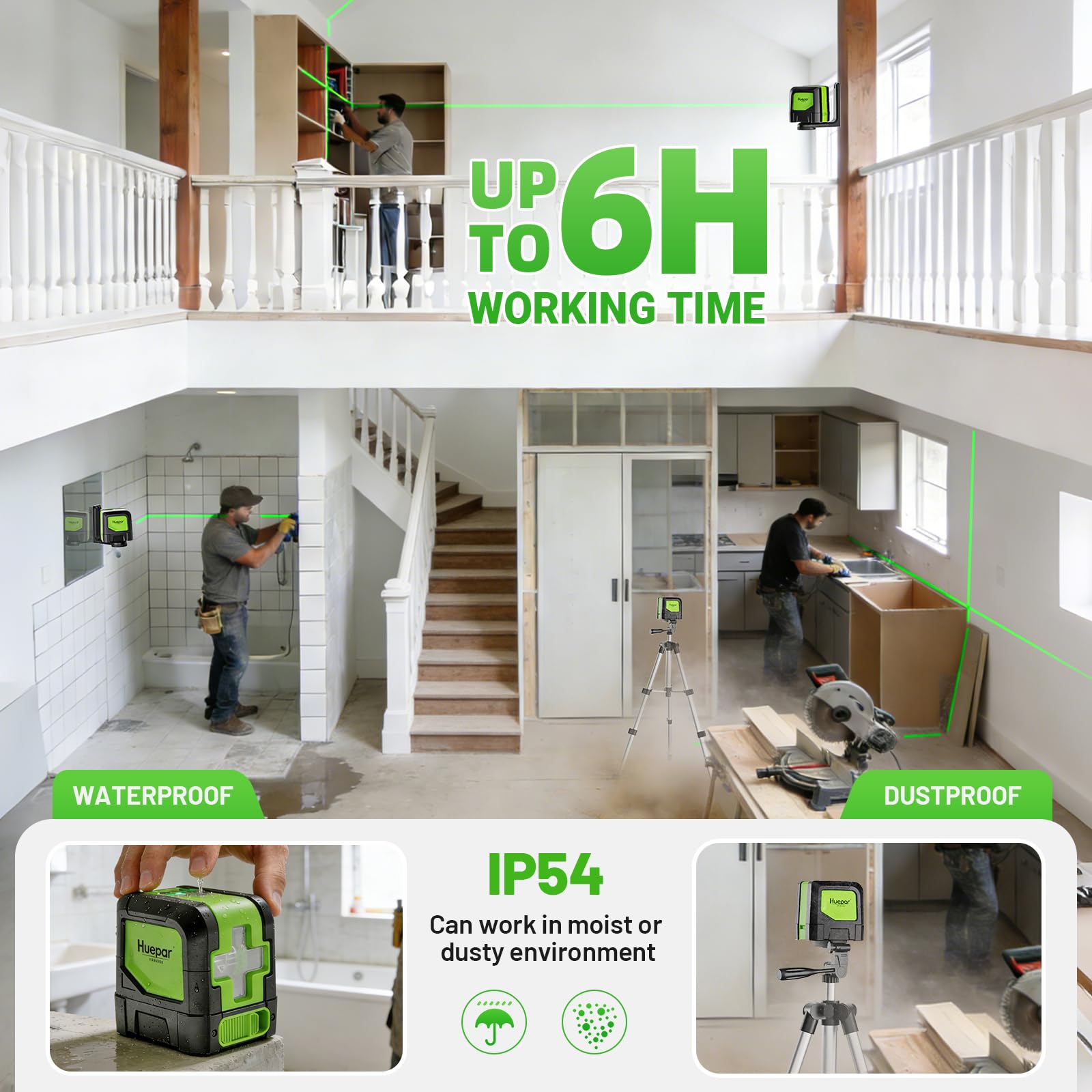 Huepar compact rugged design suits handheld use and tough job sites