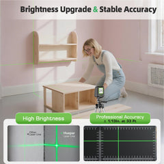 Huepar laser level horizontal line detail at 130 degrees