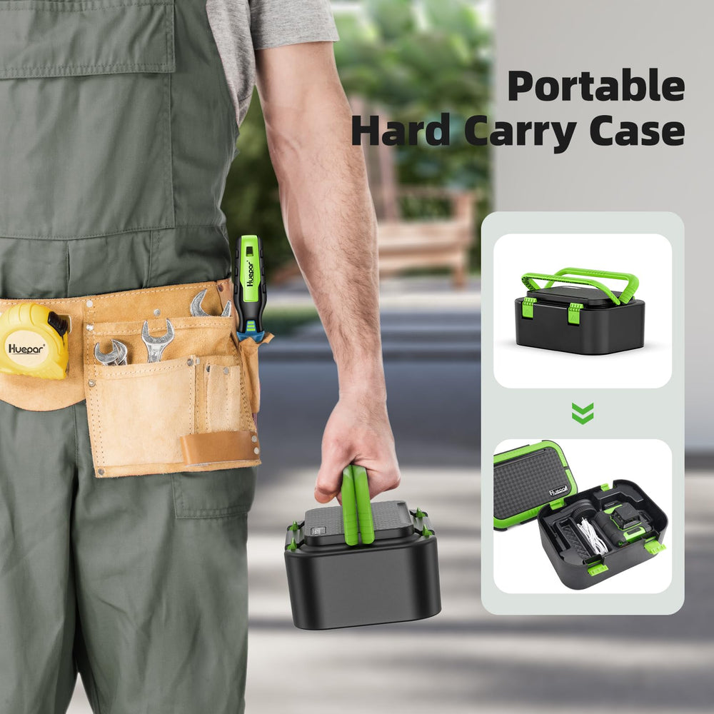 Huepar laser level kit contents provide ready-to-use setup.