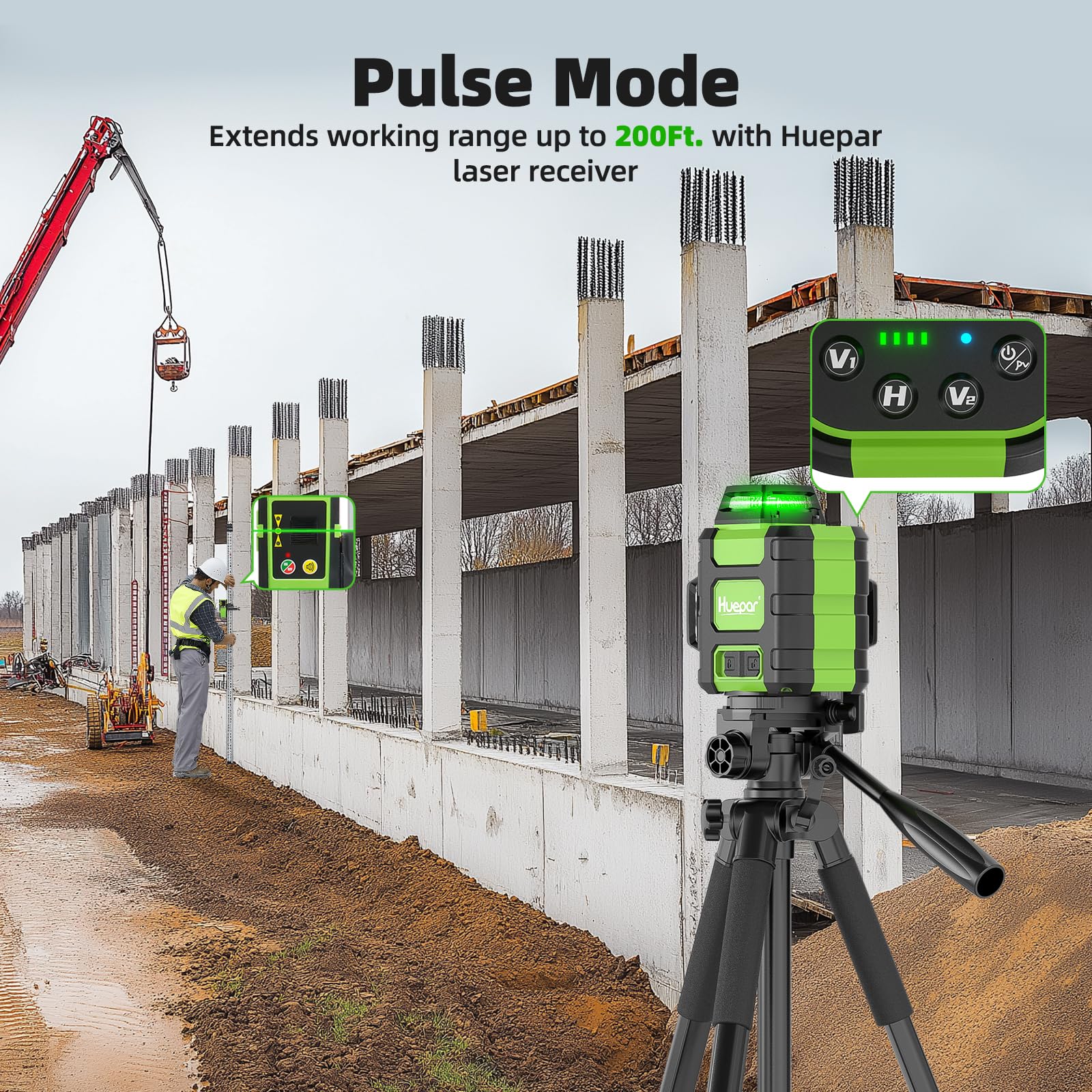 Huepar laser level magnetic bracket attaches securely to metal surfaces.
