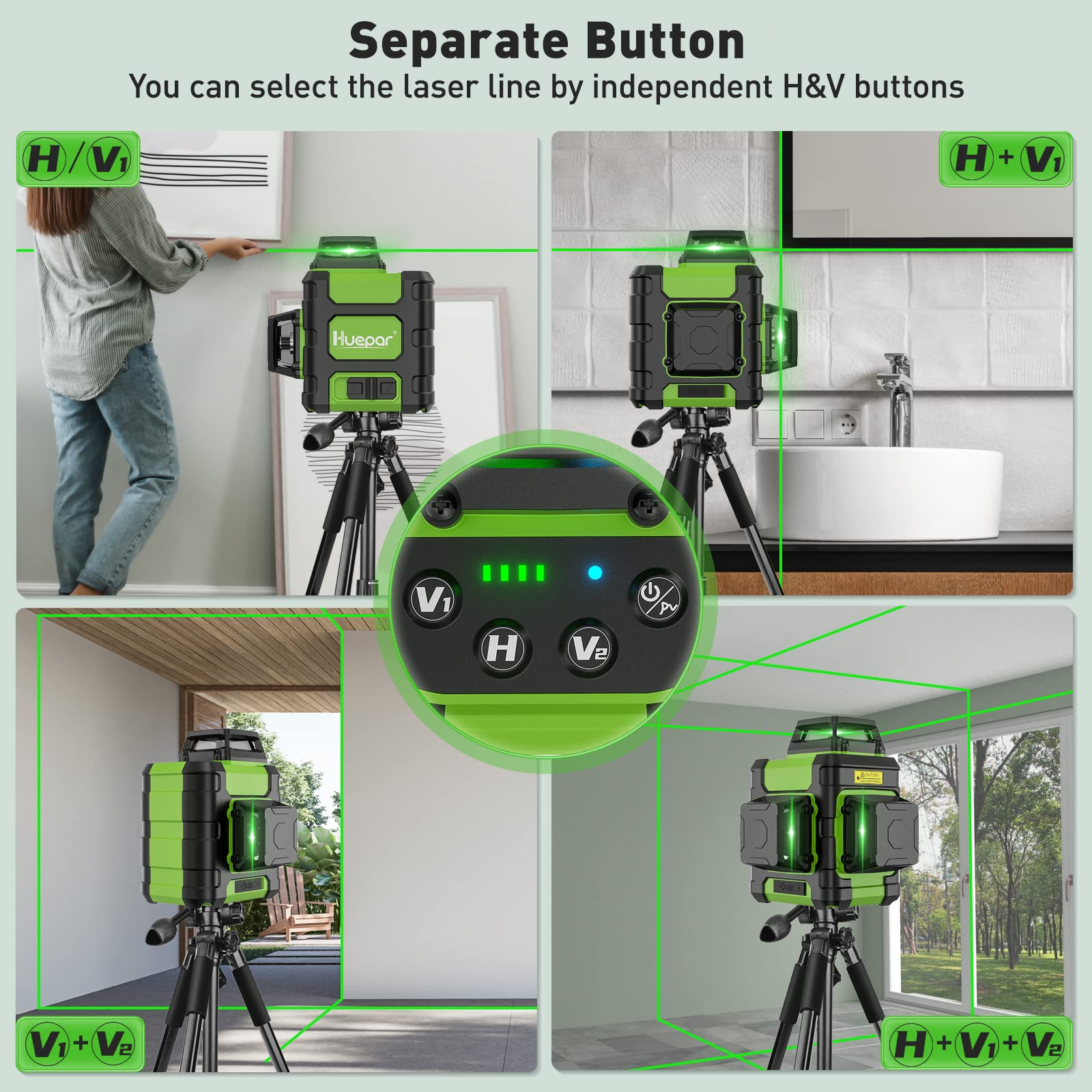 Huepar laser level pulse mode extends outdoor range for layouts.
