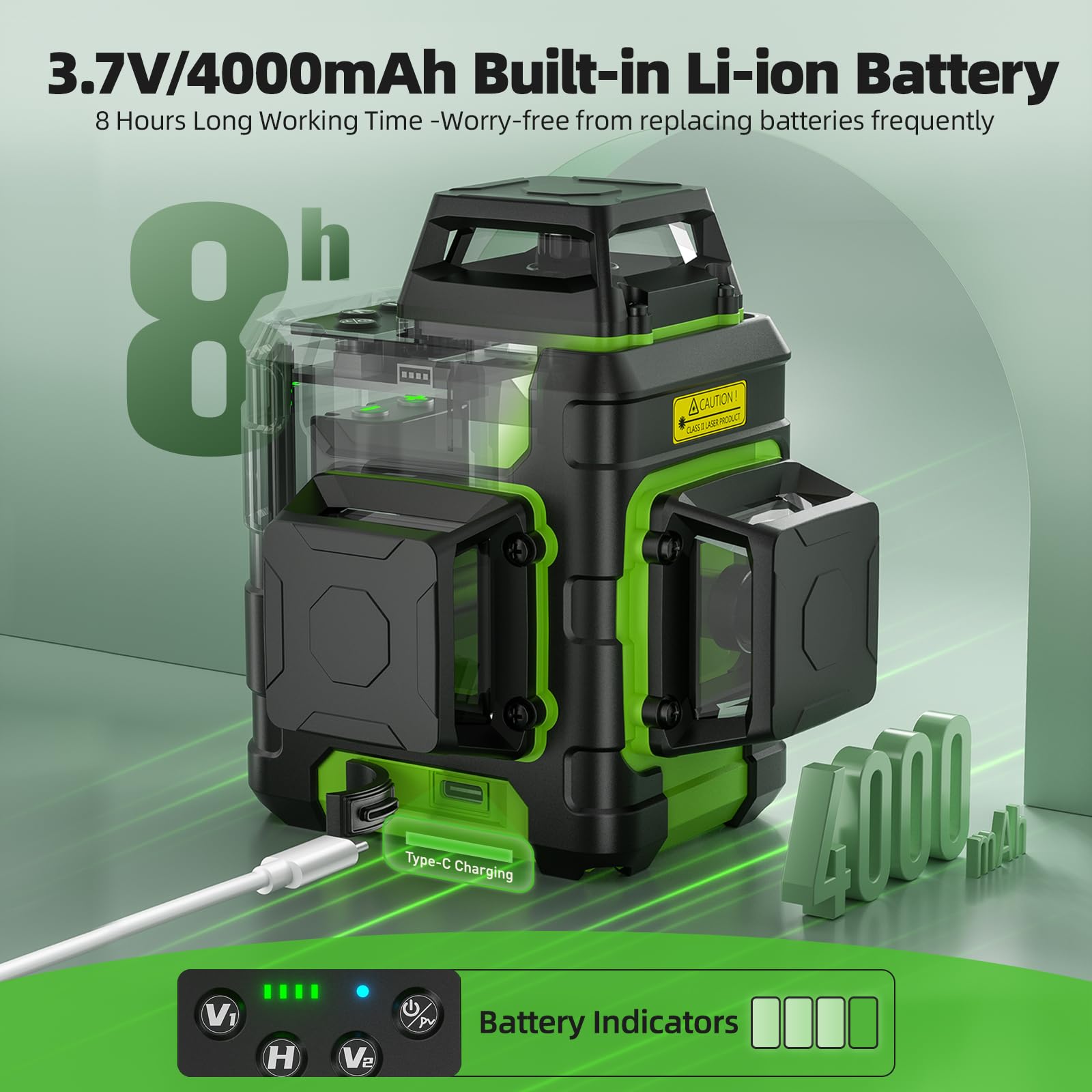 Huepar laser level self-leveling mode keeps lines true during setup.