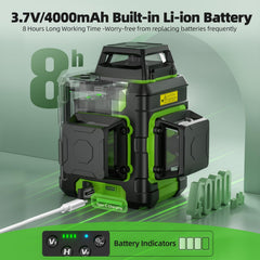 Huepar laser level self-leveling mode keeps lines true during setup.