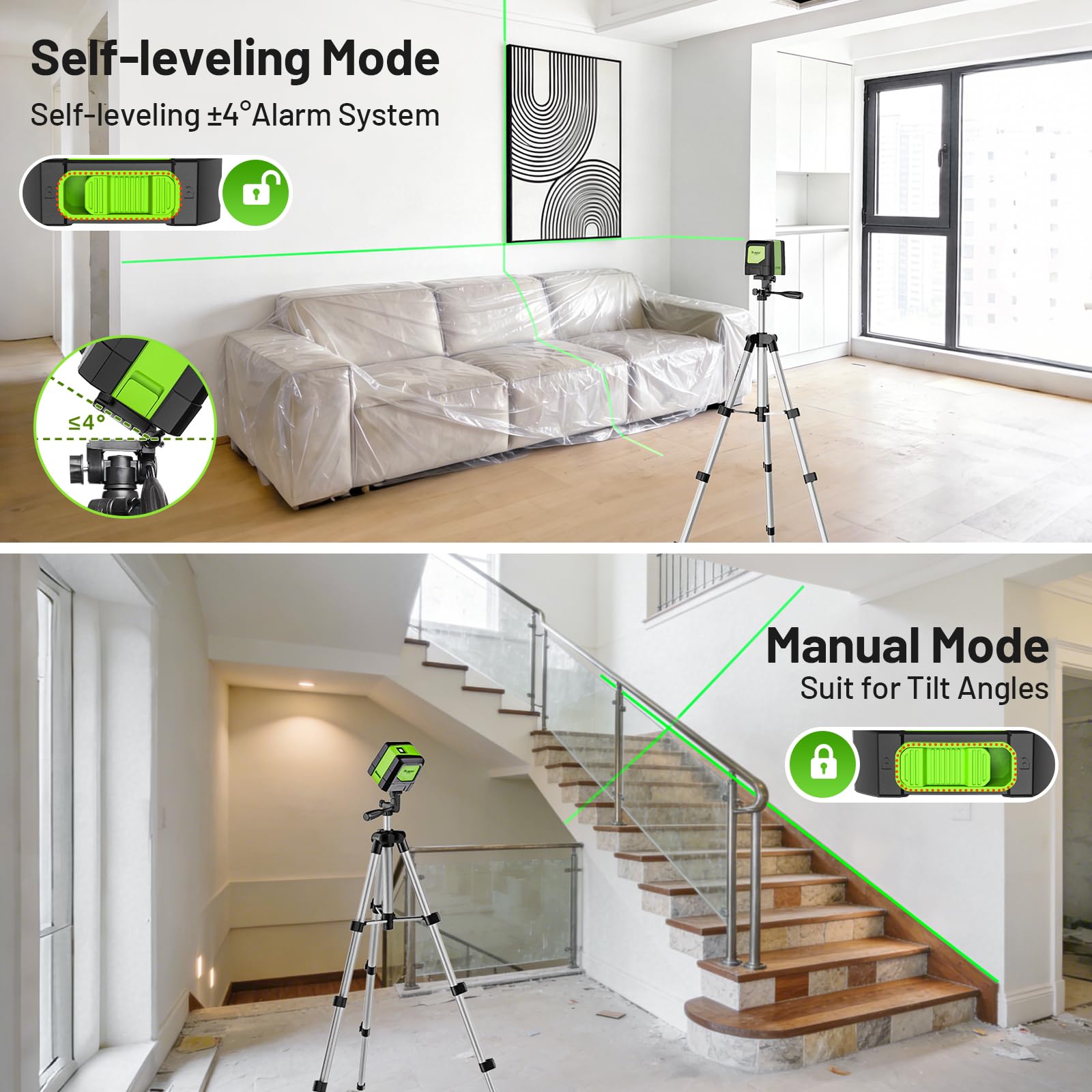 Huepar one-switch operation enables quick, frustration-free alignment