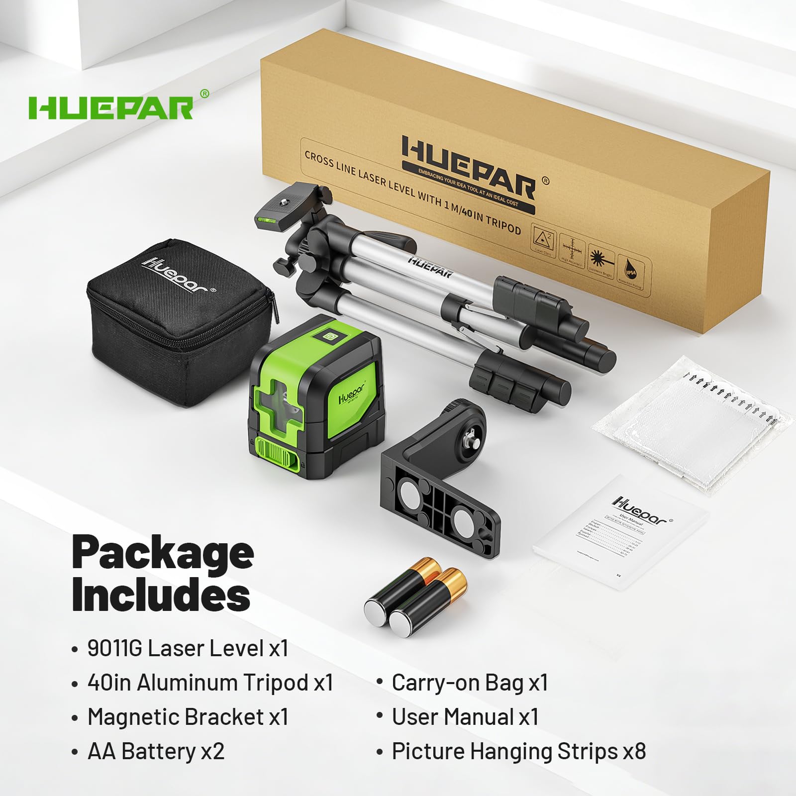 Huepar picture hanging strips support clean, stable line alignment