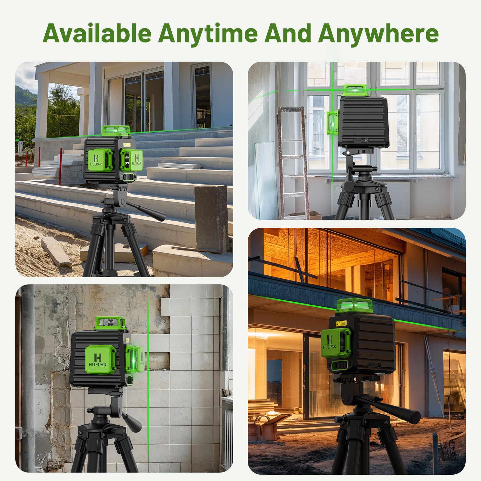 Huepar tripod head tilts 90 degrees for vertical alignment