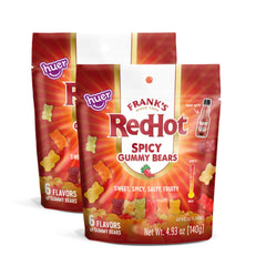 HUER Frank’s RedHot gummy bears coated for bold heat in every bite.