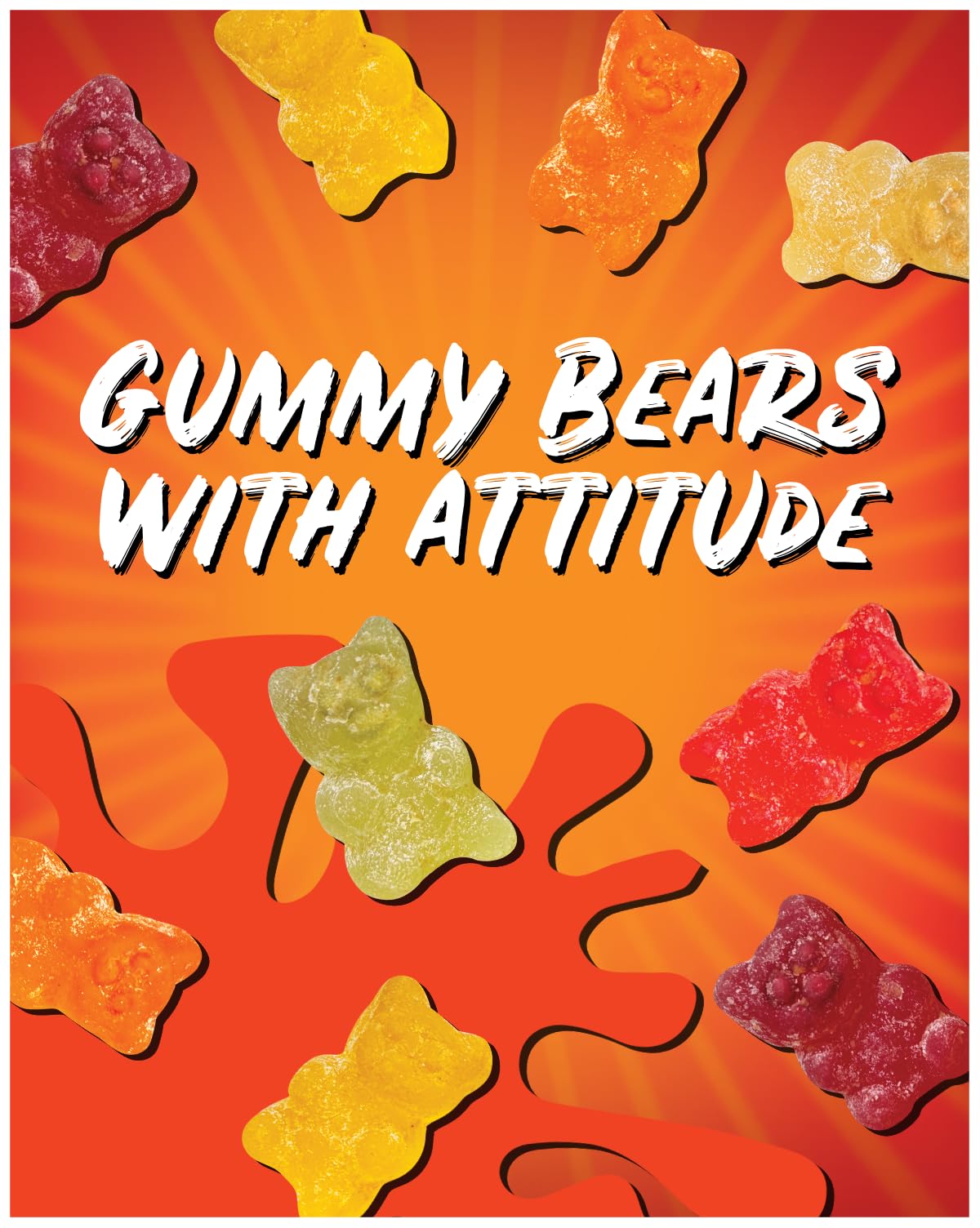 Close-up of seasoning coating on HUER Frank’s RedHot gummy bears.