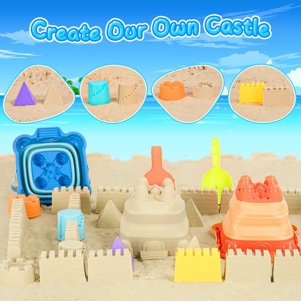 HUGCATY foldable shovels and molds for creative sandcastle building.