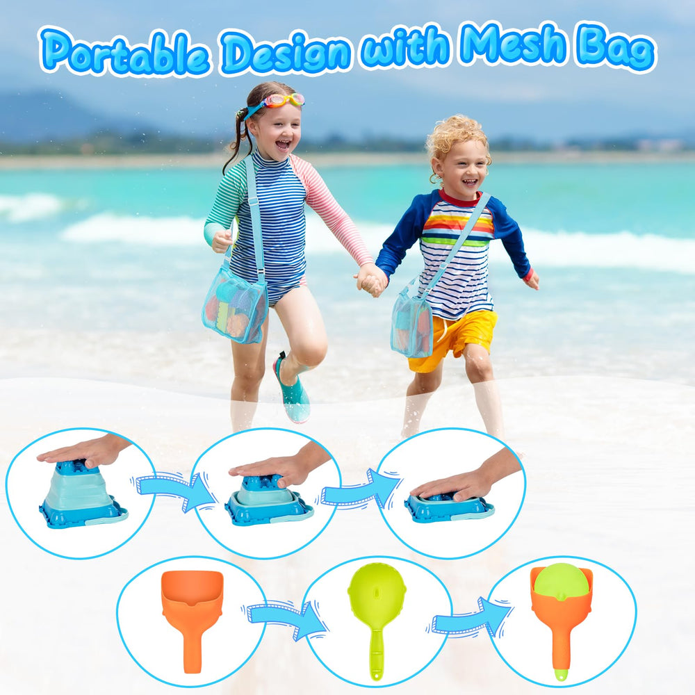 HUGCATY sand castle molds set for imaginative castle-building in sand.