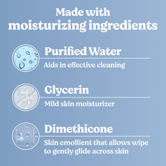 Glycerin-moisturizing closeup on Huggies wipes showing skin hydration