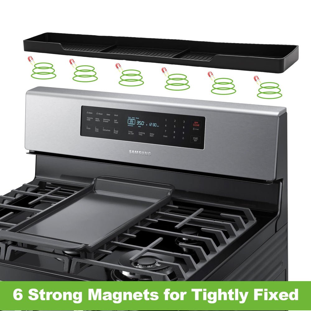 Six strong magnets grip the stove top for stable storage with Hugro Tarfive.