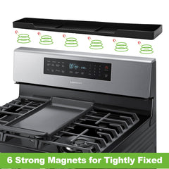 Six strong magnets grip the stove top for stable storage with Hugro Tarfive.