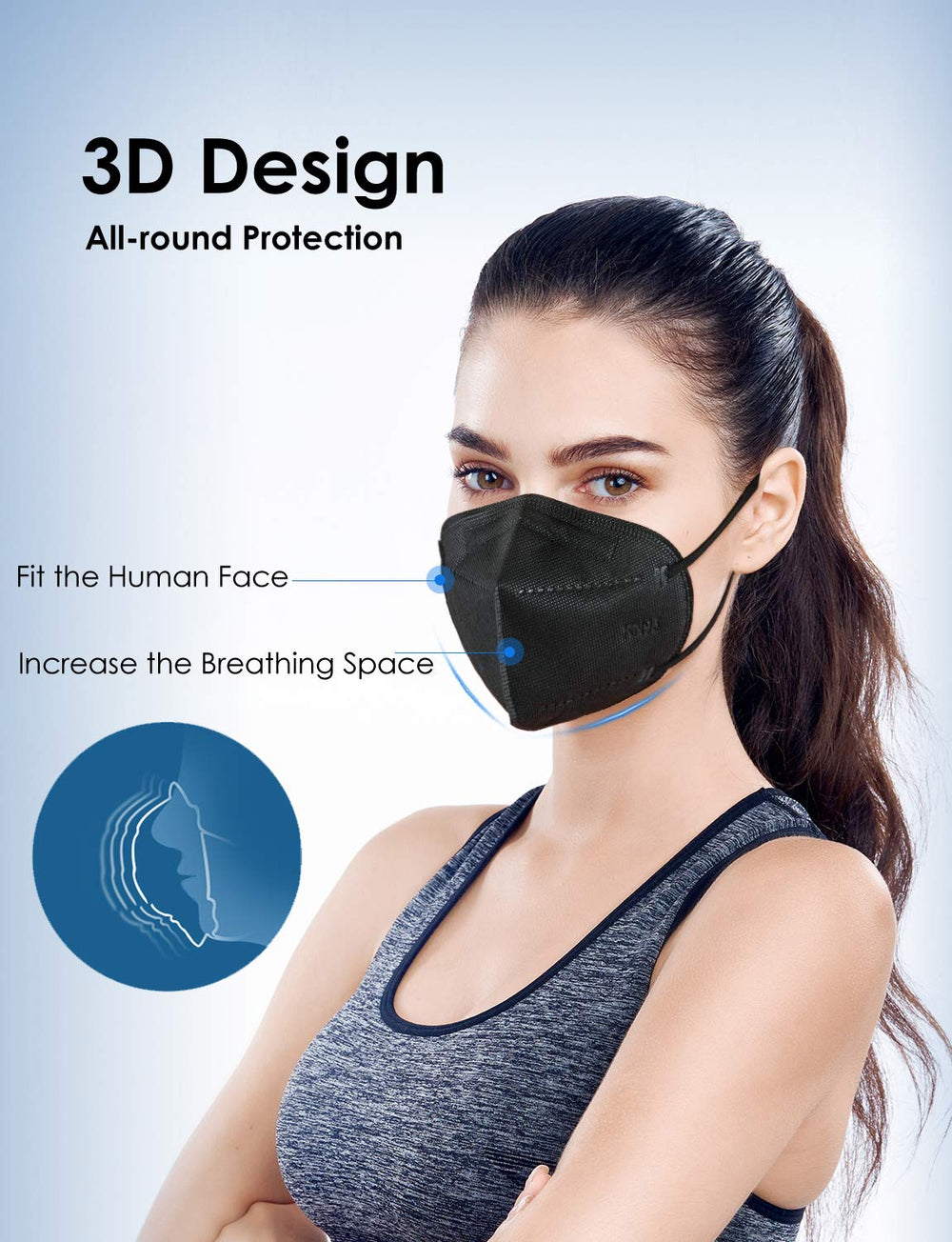 HUHETA 60-pack packaging image emphasizes disposable, individually wrapped masks