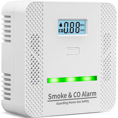HuiDeonne 2-in-1 alarm front view with dual sensors for smoke and CO