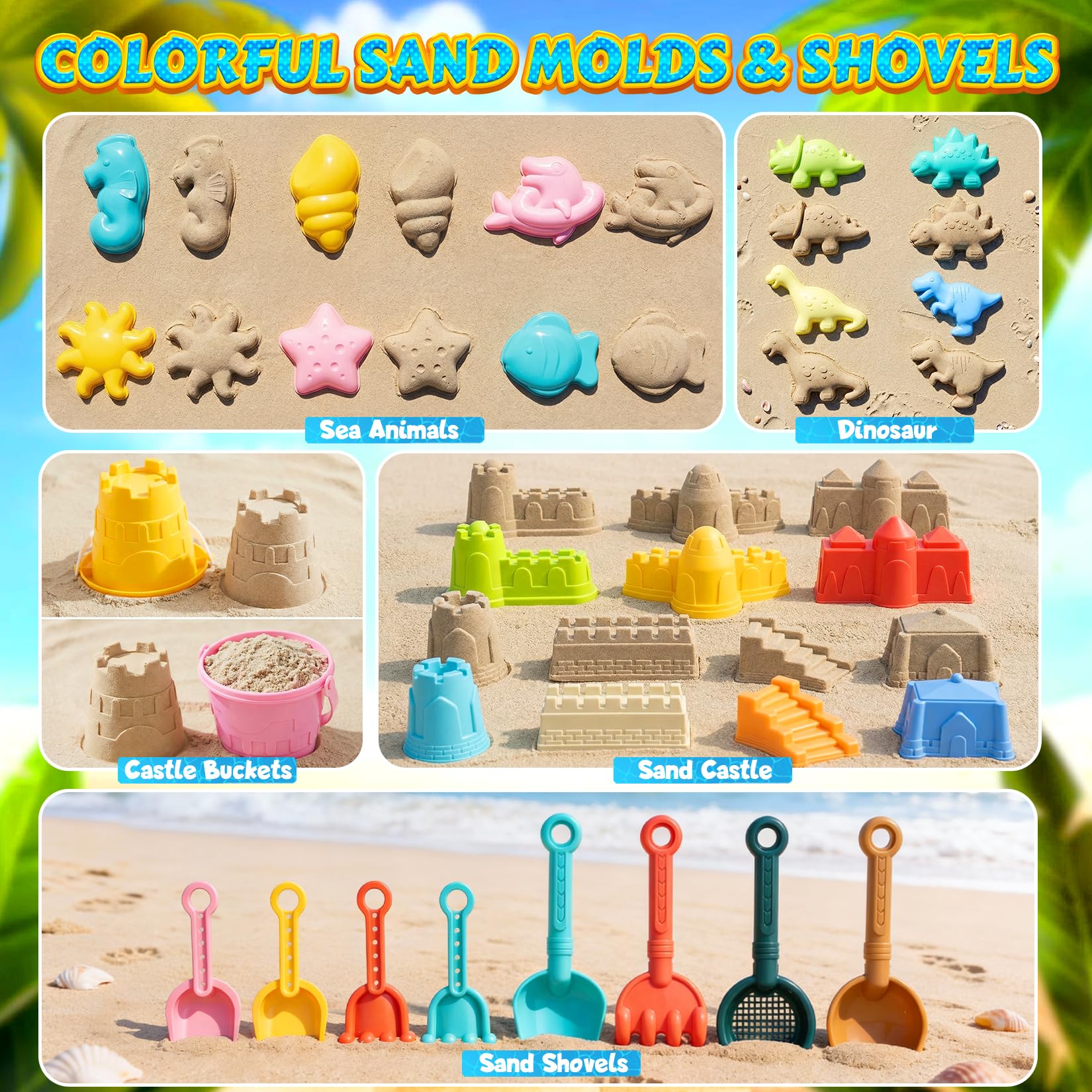 HUITEM beach toys ideal for group play at the beach or sandbox.