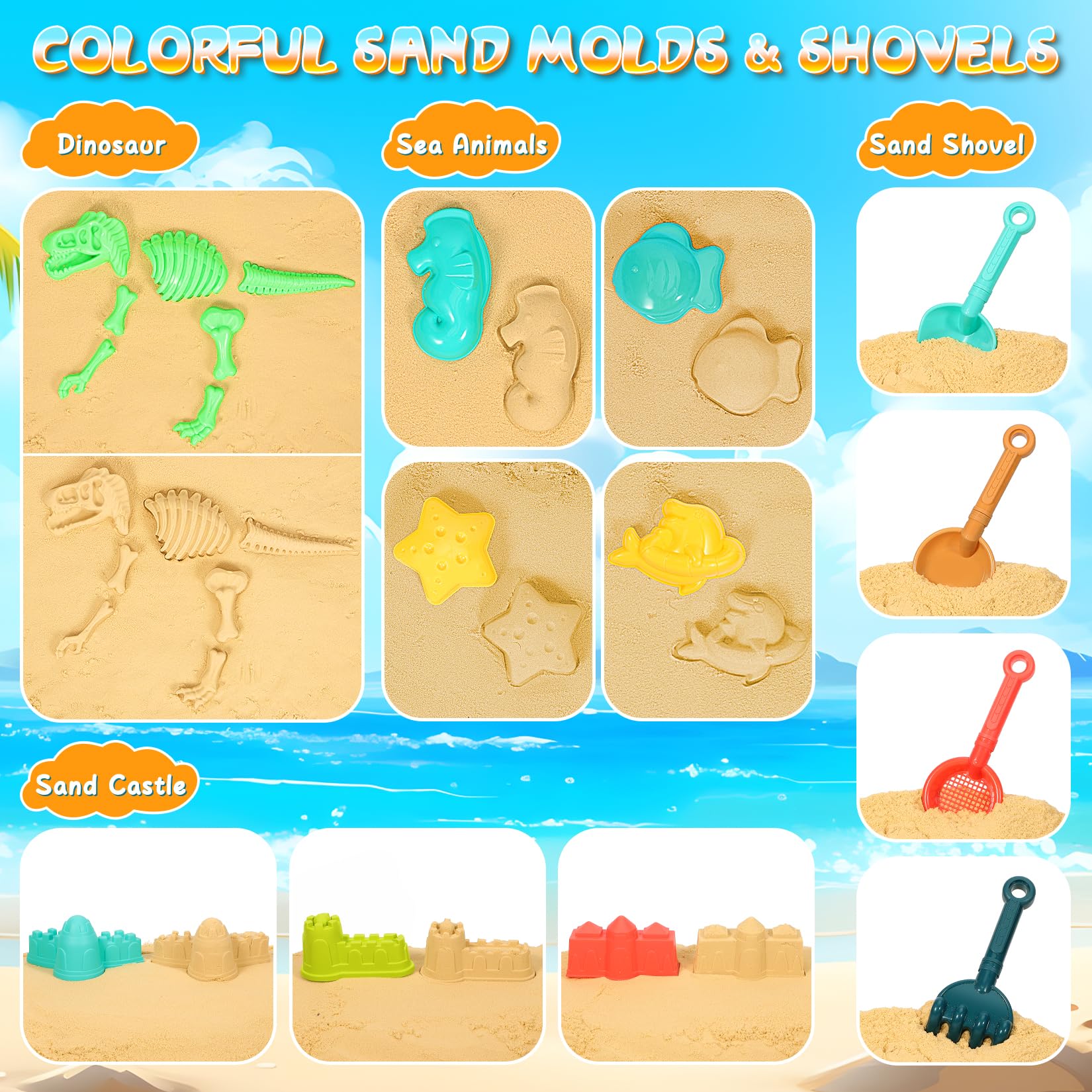 HUITEM ocean animal molds diversify sandbox scenes