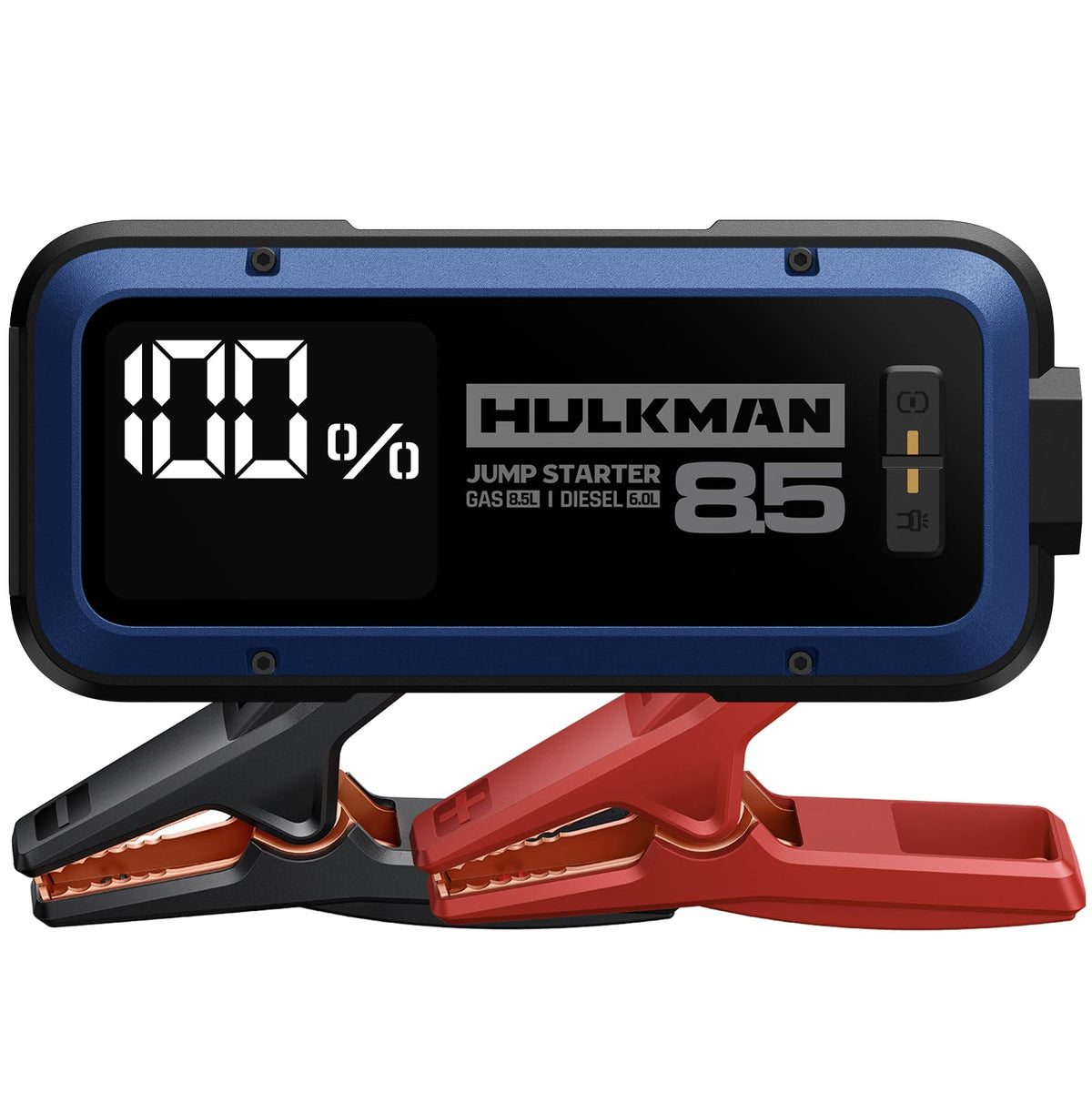 Hulkman Alpha85 smart display shows status and battery level for easy jumps.