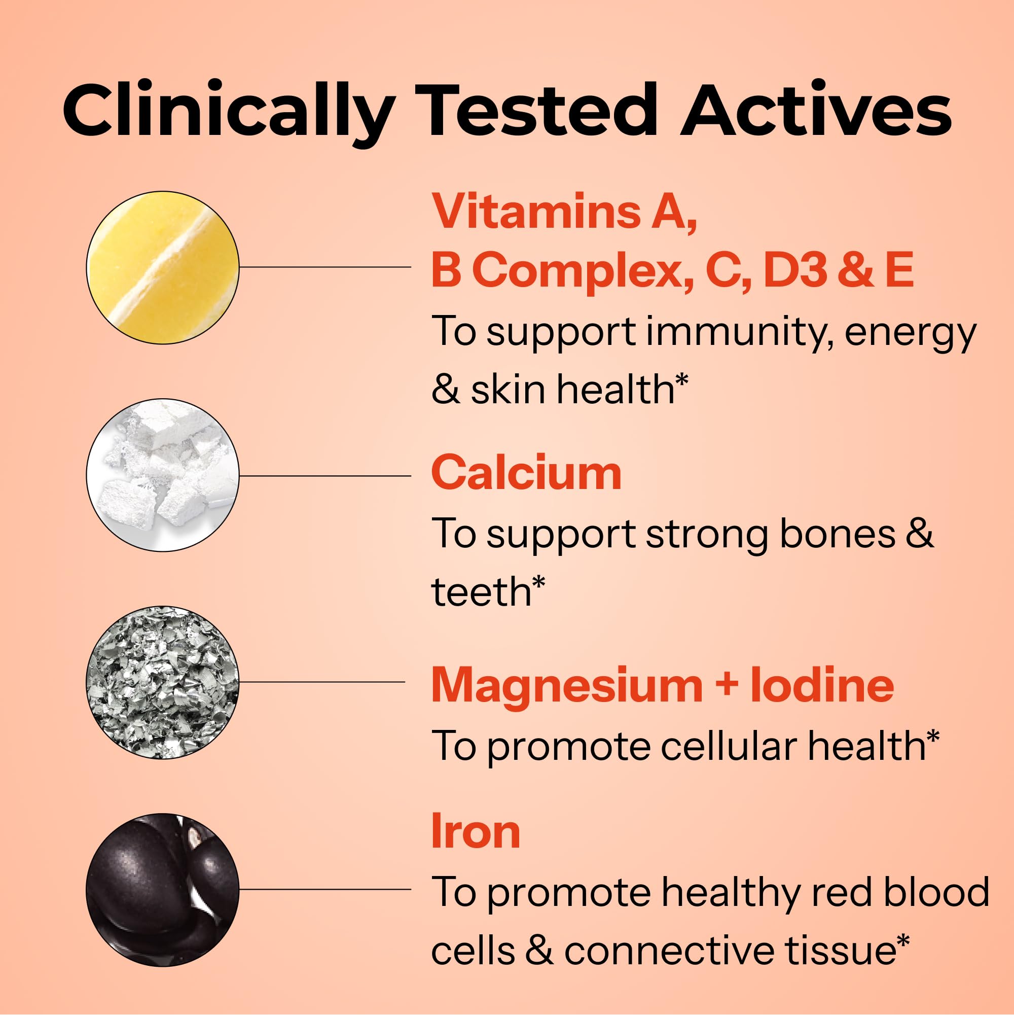 Hum Base Control ingredients panel includes iron and B vitamins