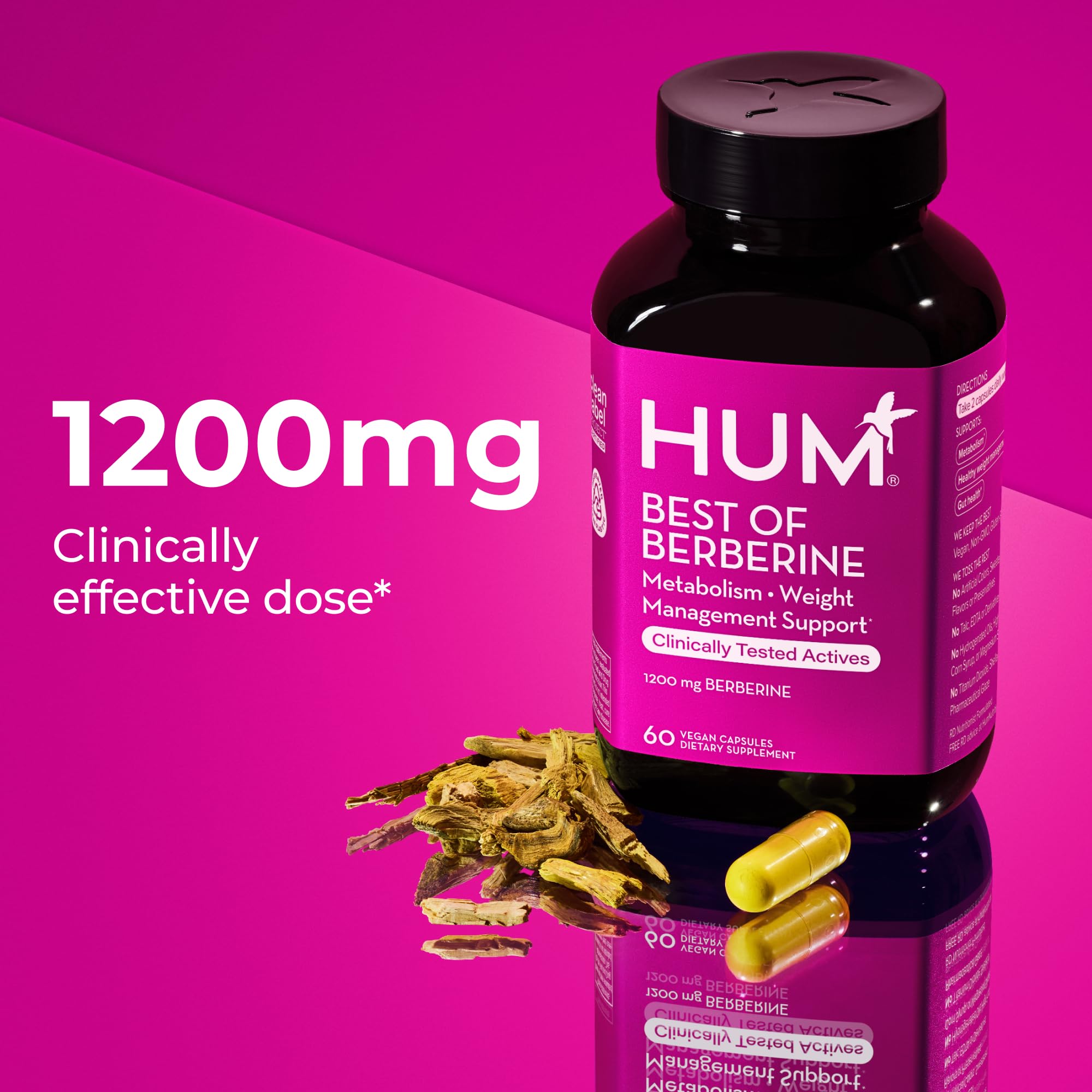 HUM Best of Berberine bottle pour showing convenient daily dose.