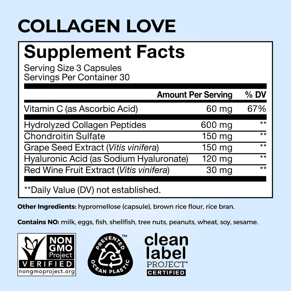 HUM Collagen Love Skin daily routine shot with water.